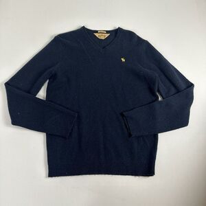Vintage Abercrombie and Fitch Wool Blend Sweater‎ Mens Large Blue V-neck Knit